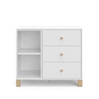 Storkcraft California 3 Drawer Combo Dresser (White with Driftwood) – GREENGUARD Gold Certified, Interlocking Drawer System, Pre-Installed Drawer Tracks for Easier Assembly, Spacious Cabinet