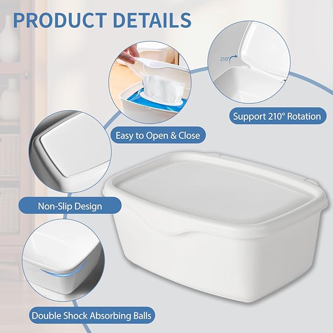 Wipes Dispenser Compatible with Cottonelle Flushable, Refillable Wet Wipes Container, Wipe Holder Keeps Wet Tissue Clean and Fresh, Non-Slip Wipe Case with Sealing Design Lid, for Home and Travel