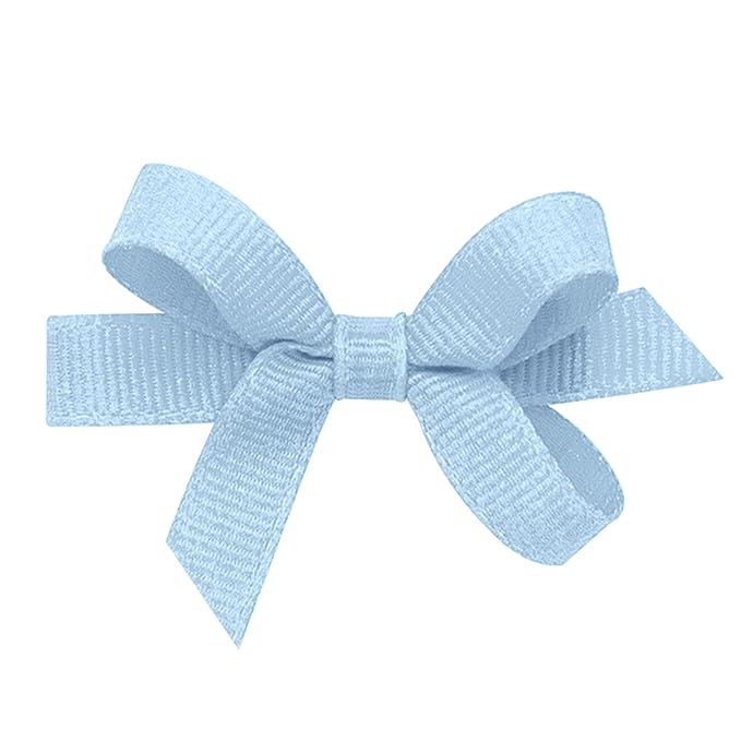 Wee Ones Girls' Plain Wrap Classic Grosgrain Hair Bows on a WeeStay No-Slip Hair Clip, Handmade, Baby, Millennium Blue
