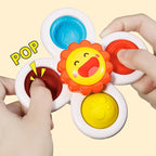 ALASOU 3PCS Pop Suction Cup Spinner Toys for 1 Year Old Boy Girl|Novelty Spinning Tops Toddler Toys Age 1-2|Sensory Baby Bath Toy for Toddlers 1-3|12 18 Months Boy Birthday Gift for Infant