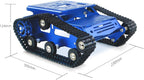 Tank Car Chassis with Motor, Shock Absorbing Robot Chassis Full-Metal Robotic Moving Platform Track Chassis for RaspberryPi Arduino DIY Maker Smart Robot Car Chassis Kit (Blue, With Encoder motor)
