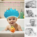 Baby Shower Cap Shield, Baby bath set shower cap, Visor Hat for Eye and Ear Protection for 0-9 Years Old Children,Cute Crown Shape Makes the Baby Bath More Fun (Blue)