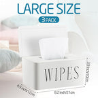 3 Pack Baby Wipes Dispenser Holder Wipe Container for Bathroom with Lid Toilet Tissue Paper Storage Refillable Box for Home Office Cars(Large,White)