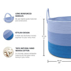 OrganiHaus Toy Storage Basket for Kids, Large Cotton Rope Organizer Bin for Nursery, Toy Box, Blanket Holder, Baby Hamper for Living Room, Soft & Washable, 20x13 inches - Blue