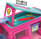 Doll Camper Van Playset for Girls,Portable Pretend Doll Car Set for Kid,Colorful Camper Vehicle RV Van with Furniture, Pool & Accessories,Outdoor Transformable Vehicles, Toddler Toys 3+