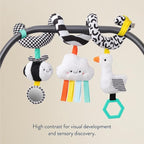 Itzy Ritzy Spiral Car Seat & Stroller Activity Toy - Stroller & Car Seat Toys for Ages 0 Months and Up - Hanging Toys Include Dangling Ring, Mirror and Textured Ribbons (High Contrast)