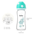 YOHKOH Natural Glass Baby Bottle with Natural Response Nipple, Newborn Anti-Colic Baby Bottles, Wide Neck Mushroom Cap Baby Bottle, Clear (8.8ounce (Pack of 2), Blue2)