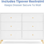 Delta Children Essex 6 Drawer Dresser, Bianca White/Natural