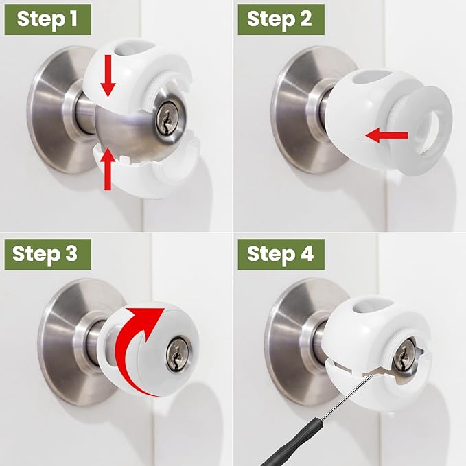 Child Safety Door Knob Covers 6 Pack Reusable Baby Proof Door Knob Locks Baby Proof Door Handle Protector for Kids Universal Fit Easy Grip Lockable Design No Tools Needed