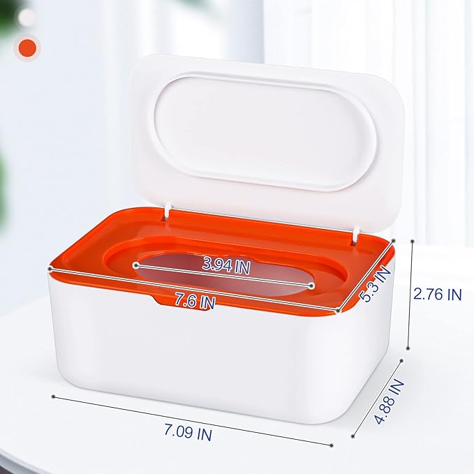 Baby Wipes Dispenser, Wipes Case Baby Wipe Holder Keeps Wipes Fresh, Non-Slip, Easy Open & Close (Orange)