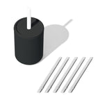 Avanchy Silicone Training Sippy Cup with Straw Lid – Tiny Cup for Babies 6+ Months to Toddlers 1 Year Old – 5 oz Infant Water Cup for Baby Led Weaning, Black + 5 Reusable Straws