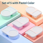 5 Pack Silicone Snack Containers, 2 Compartments Reusable Snackle Box with Lids, 8 oz, Rainbow