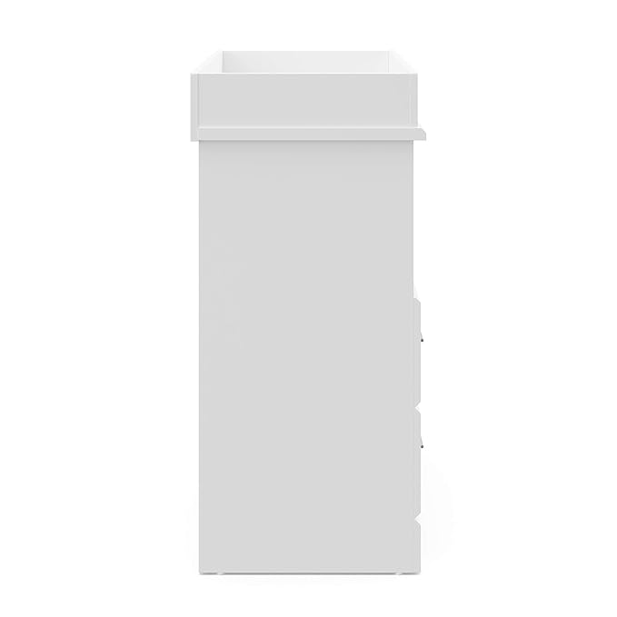 Storkcraft Brookside 2 Drawer Changing Table Dresser (White) – GREENGUARD Gold Certified, Easy-to-Match Chest of Drawers and Cubbies for Nursery and Kids Bedroom, Includes Changing Table Topper