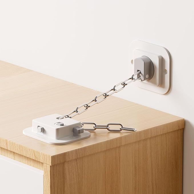 YEYA Upgraded Anti-Tip No Drill Furniture Anchor with 3M Adhesive 10" Adjustable Straps, Baby Proofing Wall Anchors for Child Safety, Playroom Essentials 4P