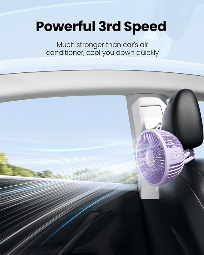 Gaiatop Oscillating Baby Stroller Fan with LED Night Light, 4 Speeds Cooling Rechargeable 360° Rotate Clip On, Battery Operated Small Portable Fans for Car Seat Crib Treadmill Travel