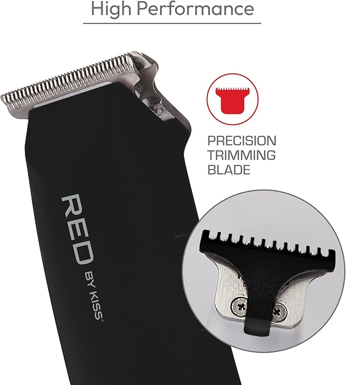 Red by Kiss Hair Clipper, Mini Cordless Hair Trimmer, Long Lasting Hair Cutting Kit, USB-C Rechargeable Haircut Beard Trimming Clippers for Men Women Kids, Portable Grooming Kit (Black)