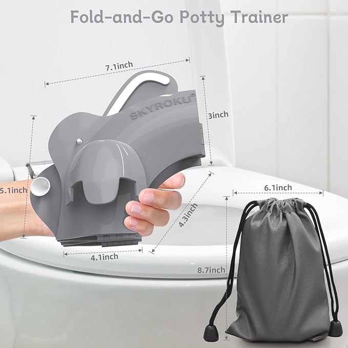 SKYROKU Foldable Kids Toilet Seat – Portable & Anti-Slip Travel Potty Training Seat for Toddlers,Safety material Baby Toilet Seat, Easy Clean & Compact for Home, Daycare, Grandparents House (Ages 2-6)