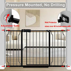 Fairy Baby Extra Wide Baby Gate Black 67-71.5 Inch Wide, Walk Through Pressure Mounted No Drill, Long and Large Tension Gate for Pet and Kids