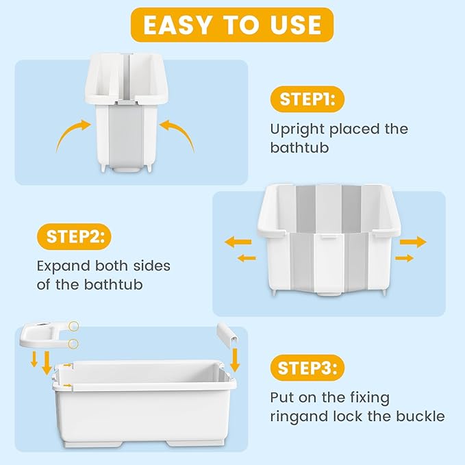 Collapsible Baby Bathtub with Smart Temperature Display, Portable Travel Bathtub, Ideal for 0-36 Months Infants