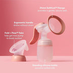 Frida Mom 2-in-1 Breast Pump: Manual Hand Pump & Hands-Free Automatic Suction Cup, Dual-Mode, Wireless Milk Collector, Ergonomic Handle, SoftFeel Flange for Breastfeeding