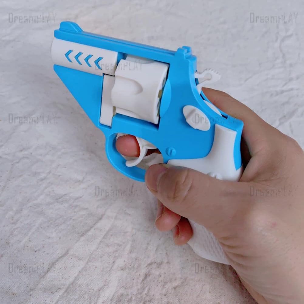 Fidget Toy Revolver Gun, 3D Plastic Mini Revolver Fidget Gun Toy Adults Slider, Gravity Gun Toy Nice Gifts for Kids Adults Suitable for Relieving ADHD, Anxiety (Blue)