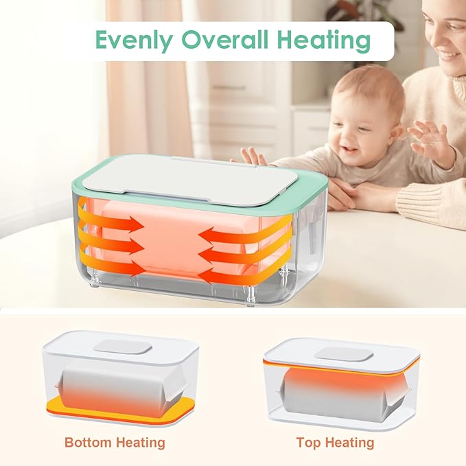 Wipe Warmer Diaper Warmer Baby Wipe Warmer Dispenser: Wet Wipes Warmer Large Capacity - Wet Wipes Heater with Even Overall Heating Wipes Warmer for Newborn Wet Napkin Warmer for Wipes & Towel (Green)
