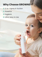 GROWNSY Nasal Aspirator for Baby, 2-in-1 Electric Nose Spray & Suction, Baby Nose Sucker with Powerful Suction, Music and Light Soothing Function, Pink