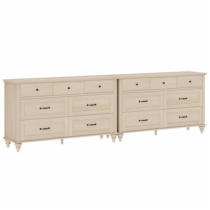 WAMPAT 2-in-1 Baby Dresser for Bedroom, Elegant Kids Dresser Wooden Dresser for Kids Room, 7 Drawer Dresser Set Organizer for Children's Bedroom, Nursery Furniture, Beige