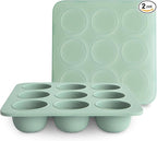 mushie Silicone Baby Food Freezer Tray with Lid | 9 Cups x 1.5oz | BPA Free Storage Container (Cambridge Blue)