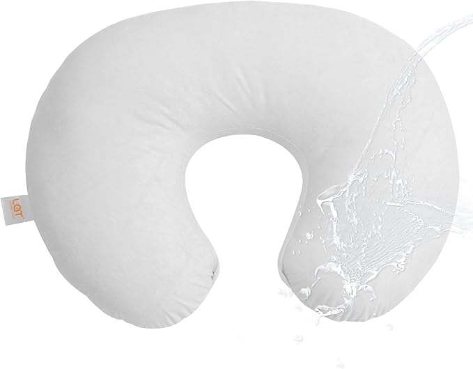 LAT Waterproof Nursing Pillow for Breastfeeding,Waterproof Removable Cover,Ergonomic Breast Feeding Pillows Baby for Baby Boys and Girls,Machine Washable(White)
