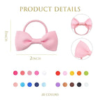 40pcs baby hair ties with Bows Elastic Ponytail Holders Small Hair Accessories for Kids Toddlers Infants. (Mixed color 1)