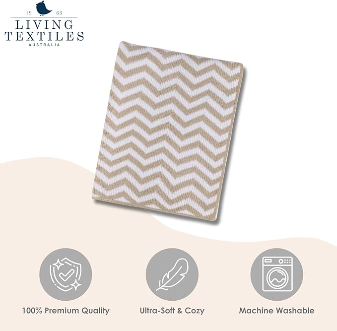 Living Textiles Chenille Knitted Blanket - Taupe Chevron
