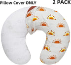2 Pack Muslin Nursing Pillow Cover 100% Cotton Boho Neutral Stretchy Removable Baby Nursing Covers for Breastfeeding Pillows Soft Breathable Pillow Slipcover for Newborn Baby Boy or Girl (Boho)