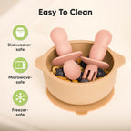 KeaBabies 4-Pack Silicone Baby Spoons and Forks Set - Baby Led Weaning Utensils 6-12 Months, Self Feeding Toddler Spoon & Fork for Training, Teething, Easy to Hold, BPA-Free Silicone (Mellow)