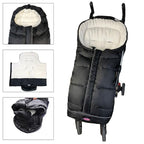 Weather Proof Oudtoor Walking Universal Stroller Bunting Bag with Reflective Strips,Multi-Zippers,Central and Feet Area Opens,Easy for Baby in&Out&Temperature Regulation Footmuff for Stroller,Black
