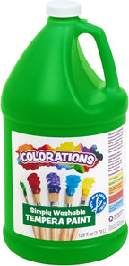Colorations Paraben-Free Washable Tempera Paint for Kids - 1 Gallon Value Size. Vibrant Green. Non-Toxic and Made in The USA