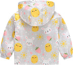 TUIJI Toddler Boys Girls Cartoon Print Zip Jacket Hooded Trench Lightweight Kids Coats Windbreaker Outdoor Cute Dust Coats