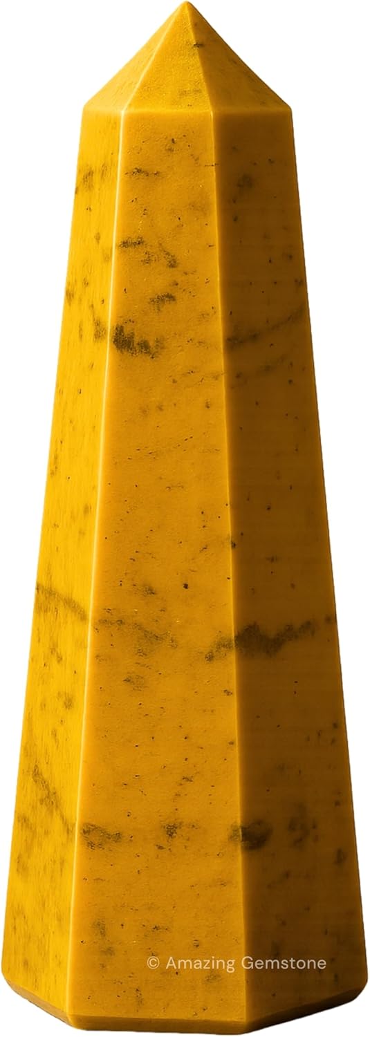 Amazing Gemstone Yellow Jasper Crystal Towers - Natural Healing Crystal Point Obelisk for Reiki Healing and Crystal Grid (3 Inch)