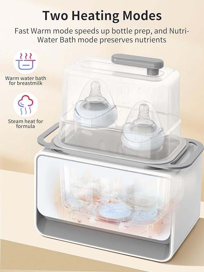 GROWSNY Fast Baby Bottle Warmer, 12-in-1 Milk Warmer with Steam and Water Bath Warming Modes for Breastmilk &Formula, Food Heating,with Thaw, Steri-lize, Egg Boil Function, Fits Most Types of Bottles