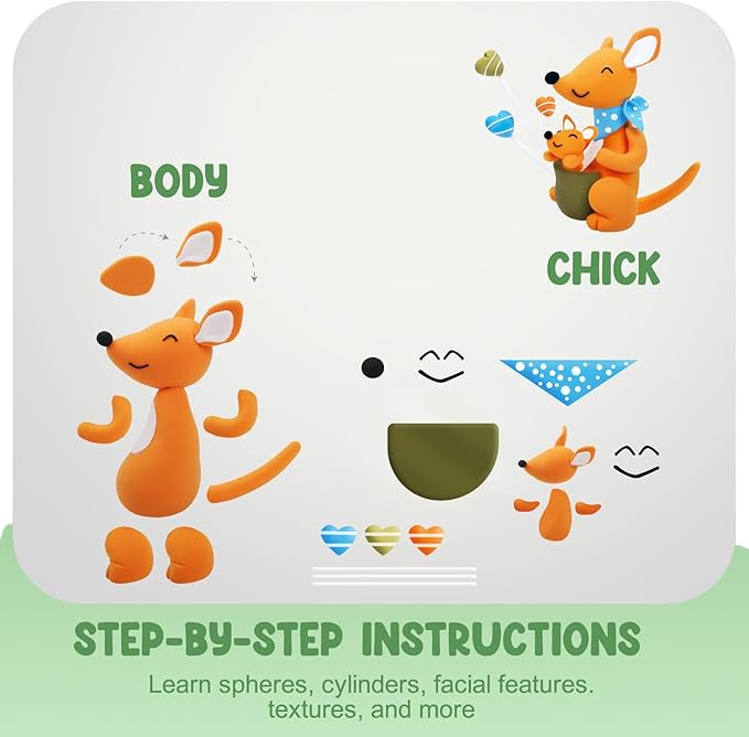 Air Dry Clay Kits - Modeling Clay for Kids, Ultra Light & Soft, Safe & Non-Toxic, DIY Airdryclay Kit with Sculpting Tools and Tutorials, Creatible Art Crafts Toys Gifts for Boys Girls