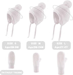 Basic Winter Baby Beanie Gloves Boys Girls Knitted Hat Pompom Kids Earflap Hats Warm Infant Toddler Beanie Mittens Set