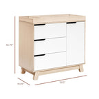 Babyletto Hudson 3-Drawer Changer Dresser with Removable Changing Tray in Washed Natural and White, Greenguard Gold Certified