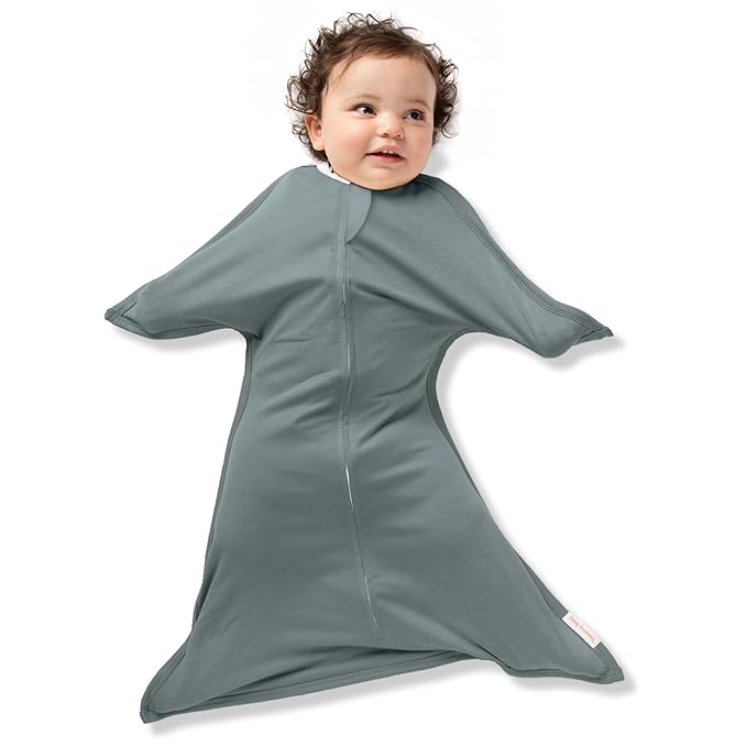 SleepingBaby Zipadee-Zip Transition Swaddle - Cozy Baby Swaddle Blanket with Zipper Convenience - Roomy Wearable Blanket for Easy Diaper Changes - Classic Grey, Large (12-24 Month)