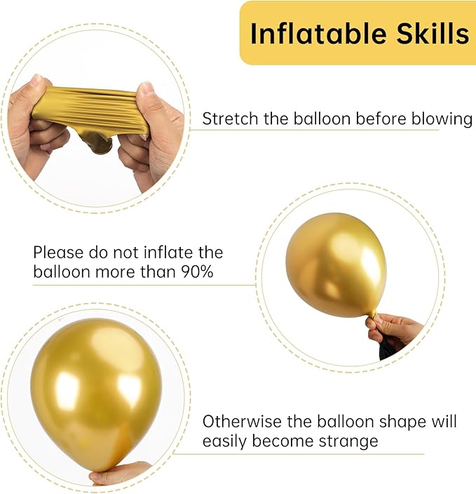 RUBFAC 129pcs Metallic Gold Balloons Different Sizes 18 12 10 5 Inch, Latex Balloon Garland Arch Kit for Party Graduation Wedding Holiday Happy Birthday Decoration