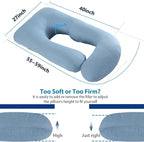 Pregnancy Pillows for Sleeping, U Shaped Full Body Maternity Pillow with Removable Cover, Support for Back, Legs, Belly, HIPS - Cooling Cover(Blue)