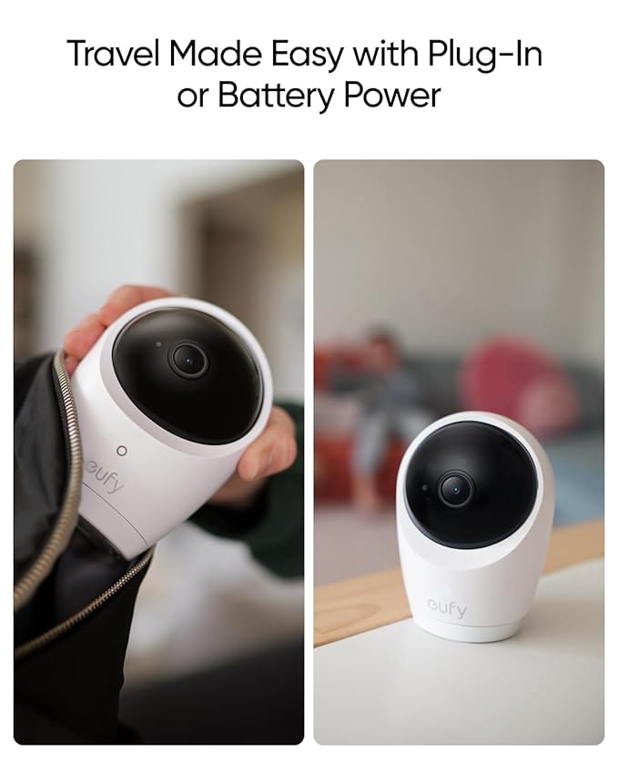 eufy Baby Monitor E20, 2K Resolution, 5'' 720p Display, Hybrid Connection, Wi-Fi & No Wi-Fi Control, Pan-Tilt, 4× Zoom, Night Vision, Built-in Battery Camera, ANR, Smart Alerts, 24/7 Recording