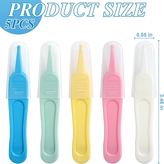 5Pcs Nose Cleaning Tweezers, 5 Colors Baby Nose Picker, Effective Booger Remover Tool, Navel & Ear Cleaner Clip for Baby's Care