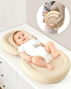 Baby Changing Pad with Waterproof & Wipe-Clean, Non-Slip Foldable PU Diaper Changing Pad, Adjustable Safety Belt, Changing Pad for Dresser, Changing Table,24"X16",Beige