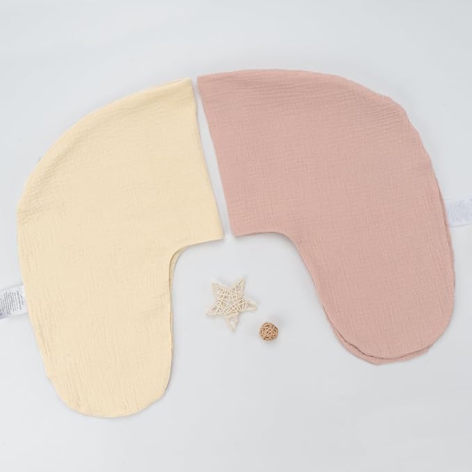 FUNUPUP 2 Pack Muslin Nursing Pillow Cover Compatible with Boppy Nursing Pillow, Soft Baby Nursing Covers for Breastfeeding Pillows for Boys Girls, Pink&Beige