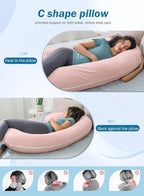 INSEN Cooling Pregnancy Pillow, Maternity Pillow with Soft Cotton Cover,C Shaped Pregnant Women and Side Sleeping (Cooling Pink)